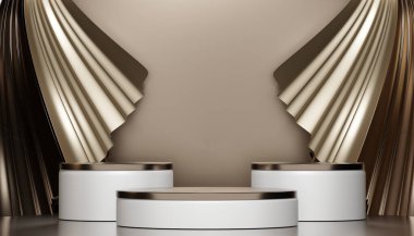 Abstract Podium minimal geometric white and gold