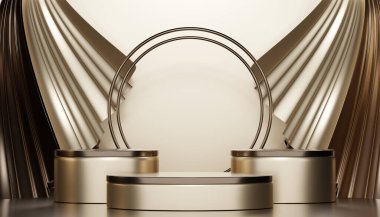 Gold stage podium decoration suitable for products.