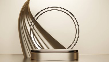 Gold stage podium decoration suitable for products.