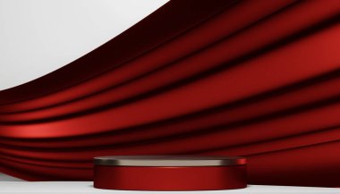 Red podium show cosmetic product geometric