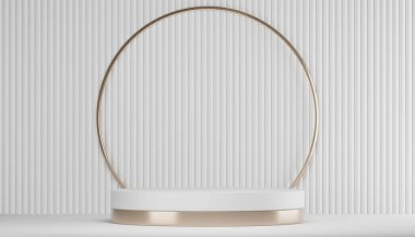 Abstract Podium minimal geometric white and gold