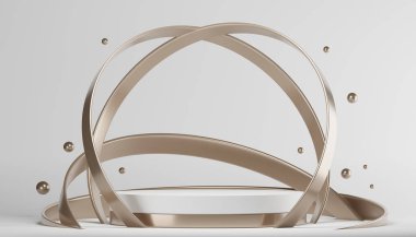 Abstract Podium minimal geometric white and gold