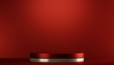 Red podium show cosmetic product geometric