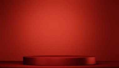 Red podium show cosmetic product geometric