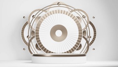 Abstract Podium minimal geometric white and gold