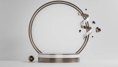 Abstract Podium minimal geometric white and gold