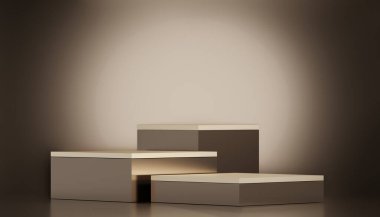 Gold stage podium decoration suitable for products.