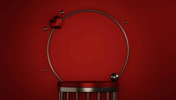 Kırmızı Podyum Kozmetik Ürünü Geometrik Gösteriyor — Stok fotoğraf
