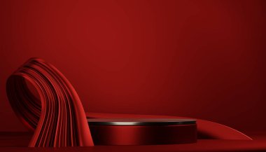 3D üretim için uygun kırmızı sahne podyumu dekorasyonu