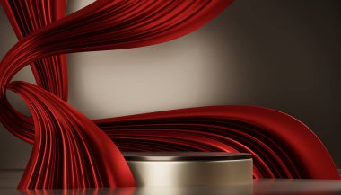 3D üretim için uygun kırmızı sahne podyumu dekorasyonu