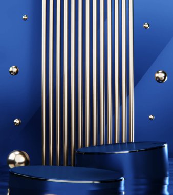 Mavi soyut geometrik arkaplan, Japon tarzı podyum mavisi konsept .