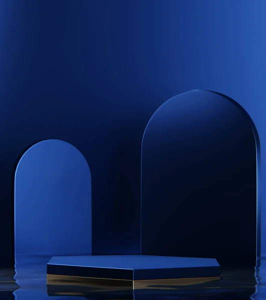 Μπλε Αφηρημένο Γεωμετρικό Υπόβαθρο Ιαπωνικό Στυλ Podium Μπλε Έννοια — Φωτογραφία Αρχείου