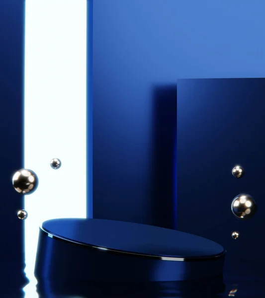 Blauw Abstracte Geometrische Achtergrond Japanse Stijl Podium Blauw Concept — Stockfoto