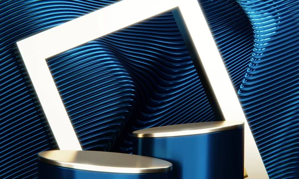 Blauer Abstrakter Geometrischer Hintergrund Podiumskonzept Japanischen Stil — Stockfoto