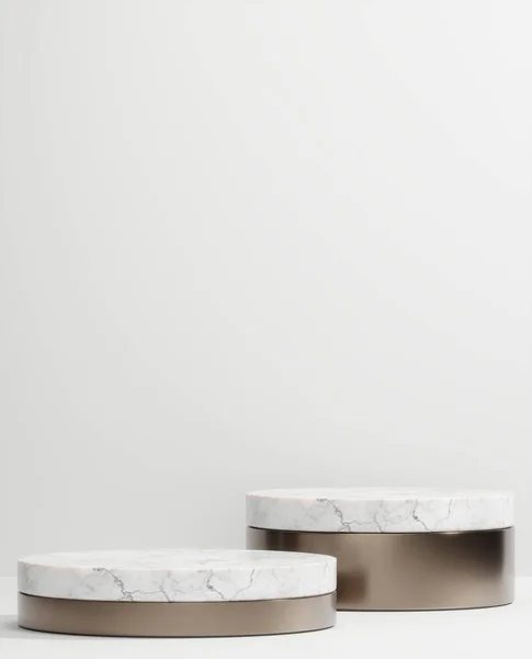 Branco Granito Pódio Romano Branco Para Produto Cosmético Sobre Fundo — Fotografia de Stock