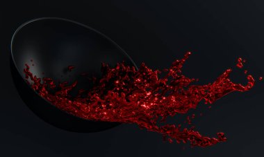 Ürün ekran standı ve arka planda kırmızı su sıçraması.