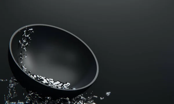 Zwart Podium Water Spetteren Witte Achtergrond Rendering — Stockfoto