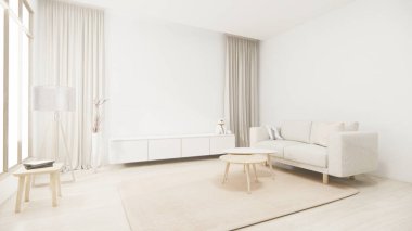 Muji minimalist, kanepe mobilyaları ve modern oda tasarımı 3D minimal.3D