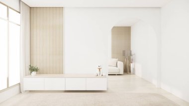Oturma odası, dolap TV minimalist tasarım muji 3D tasarım