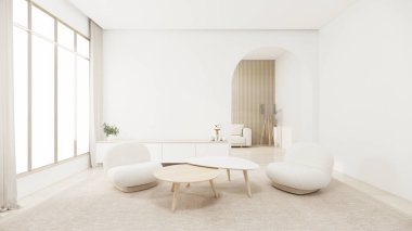 Muji minimalist, kanepe mobilyaları ve modern oda tasarımı 3D minimal.3D