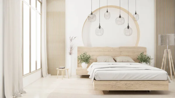 モダンな白い壁と木製の床 部屋のミニマリスト 3Dレンダリング — ストック写真