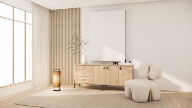 Oturma odası, dolap TV minimalist tasarım muji 3D tasarım