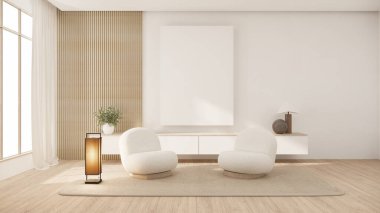 Muji minimalist, kanepe mobilyaları ve modern oda tasarımı 3D minimal.3D