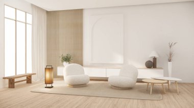 Muji minimalist, kanepe mobilyaları ve modern oda tasarımı 3D minimal.3D