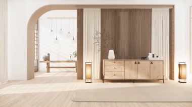 Oturma odası, dolap TV minimalist tasarım muji 3D tasarım