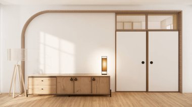 Oturma odası, dolap TV minimalist tasarım muji 3D tasarım