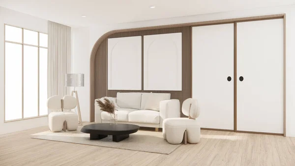 Sofa Křeslo Minimalistický Design Muji Style Vykreslování — Stock fotografie