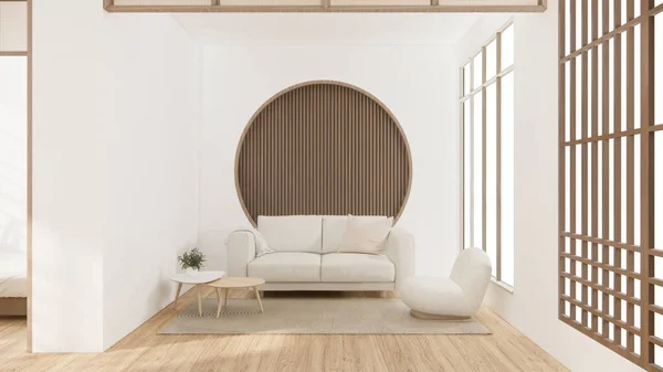 Sofa Křeslo Minimalistický Design Muji Style Vykreslování — Stock fotografie