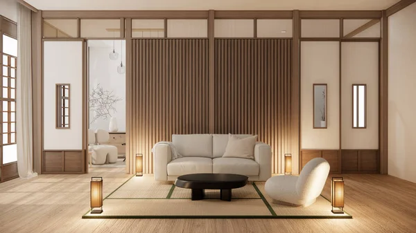 ソファ家具とモックアップ現代的な部屋のデザイン最小限 — ストック写真