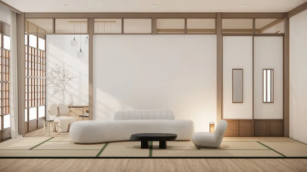 ソファ家具とモックアップ現代的な部屋のデザイン最小限 — ストック写真