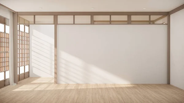 Muji Style Empty Wooden Room Cleaning Japandi Room Interior Rendering — Stock Photo, Image