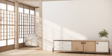 Televizyonun iç duvar modellemesi için minimal dolap.