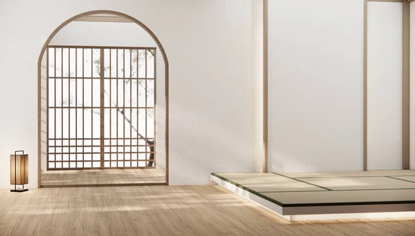 日本风格 空房间装饰在日本内部的白色房间 — 图库照片