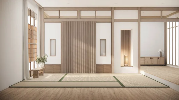 Estilo Japonés Habitación Vacía Decorada Interior Japón Habitación Blanca —  Fotos de Stock