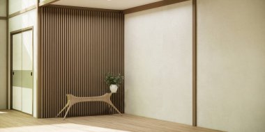 Koridor. Japon minimalist odasını temizleyin. İçi 3 boyutlu.