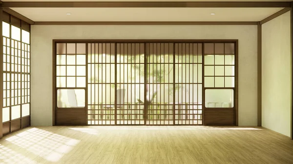 廊下掃除日本のミニマリストルームインテリア3Dレンダリング — ストック写真
