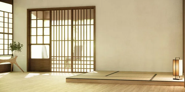 日本风格的带门纸和墙壁的尼宏室内设计 — 图库照片