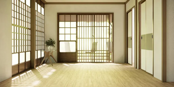 Corredor Limpo Japonês Minimalista Quarto Interior Renderização — Fotografia de Stock