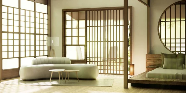 Minimalistisches Wohnzimmer Japanischen Stil Mit Sofa — Stockfoto