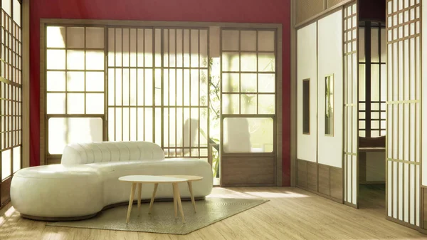 Viva Warna Magenta Ruang Tamu Muji Gaya Minimal Dengan Dinding — Stok Foto