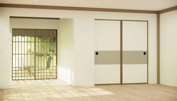 Corridoio Pulito Giapponese Minimalista Interno Della Camera Rendering — Foto Stock