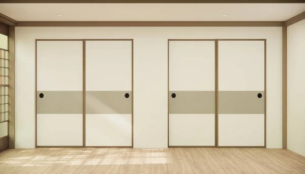 走廊干净的日本简约的房间内部 3D渲染 — 图库照片