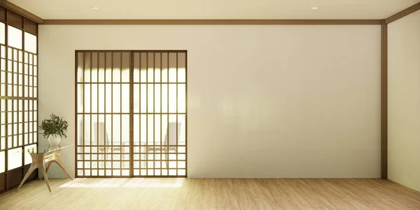 Lorong Clean Japanese Minimalist Room Interior Rendering — Stok Foto