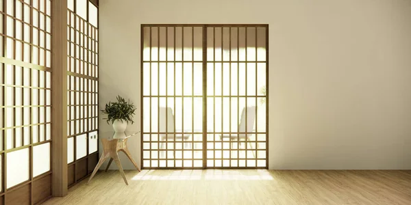 Hallway Clean Japanese Minimalist Room Interior Rendering — Stock Photo, Image