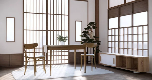 Habitación Japonesa Mesa Comedor Suelo Madera —  Fotos de Stock