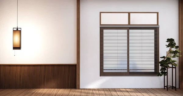 Ruang Kosong Gaya Jepang Dihiasi Dengan Dinding Putih Dan Dinding — Stok Foto